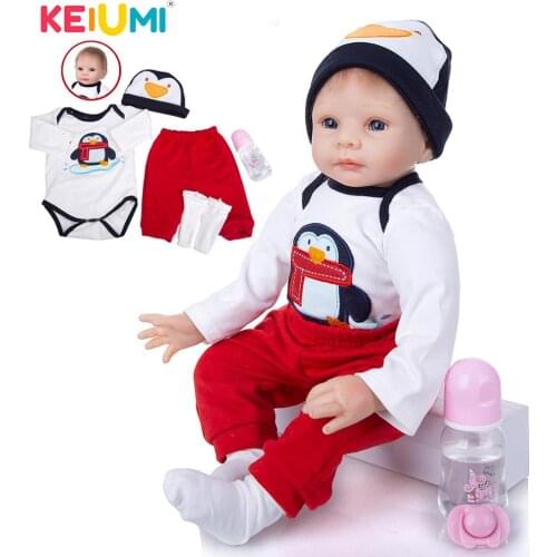 KEIUMI Realistal 22 Inch Doll Reborn Babies Lifelike Soft Silicone Vinyl New Reborn Dolls Cloth Body Baby Toys For Birthday Gift