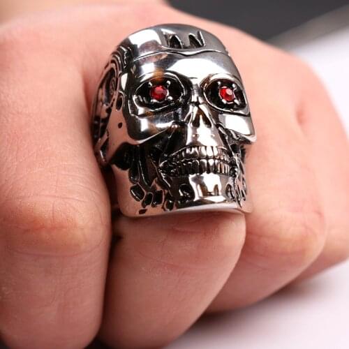 High Quality Terminator Skull Head Logo Charm Rings Keychain Men And Women Fashion Pendant Key Ring Jewelry Car Key Accessories