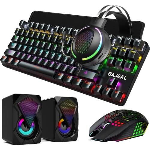 Mechanical Keyboard And Mouse 7.1 USB Headset Mouse Pad Game Set 4 In1 Keyboard And Mouse Headset Mouse Pad Kit Five-Piece Set