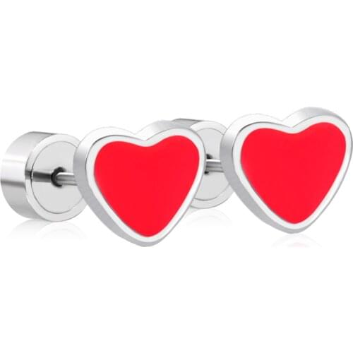 LUXUKISSKIDS Red Heart korean stud earrings Set Cute Trendy 2020 stainless steel Gold earings for women girl Fashion Jewelry