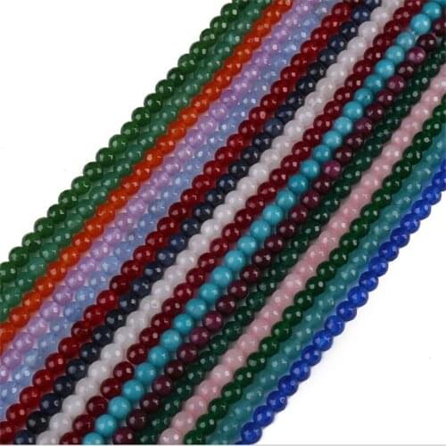 Factory Wholesale Natural Chalcedony Faceted Beads Rose Jades Loose Beads For Jewelry Making DIY Handmade Bracelets 15" 6/8/10mm