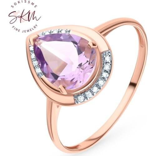SKM Classic 14k rose gold Vintage rings for women brand designer Engagement wedding rings designer Promise Bride Gift