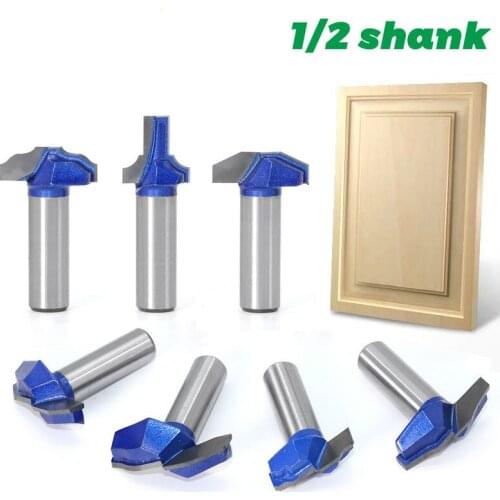 1/8PCS 1/2 "Shank Straight Electric Woodworking Router Bit Door Plate Trimming Head Carpenter Milling Cutter Cutting