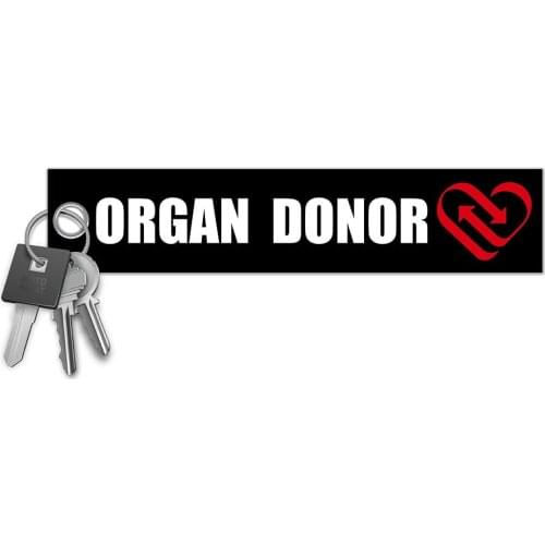 1Pc Double Side Embroidery ORGAN DONOR Keychain Key Ring Holder Phone Pendant New fashion car glossy car keychain