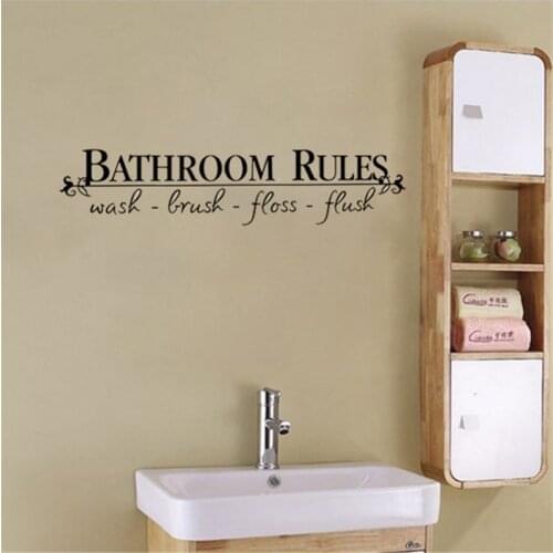 1pc Removable DIY Wall Sticker Letter "Bathroom Rules" Printed Vinyl Art Sticker For Bathroom Home Decor Wall Stickers