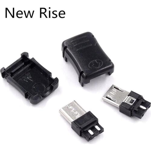 20Pcs DIY Micro USB 5P MK5 Pin T Port Male Plug Socket Connector Kit Black Plastic Cover for DIY