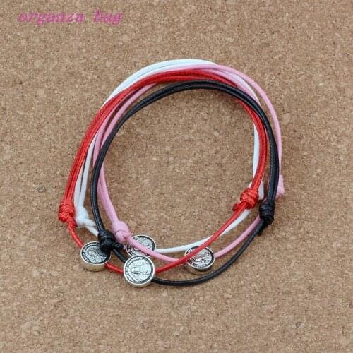 20pcs Zinc Alloy Tone VIRGEN DE GUADALUPE Round Flat Bead Adjustable Cord Wrist DIY Wax Rope Weave Bracelet 4color C48