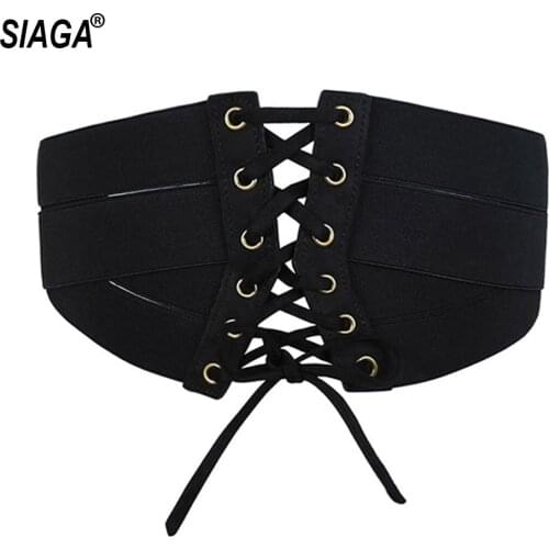 2021 All-match Lady Black Elastic Wide Waistband Genuine Leather Cummerbund Ladies Designer Overcoat Belt for Women FCO259