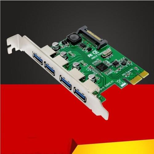 4 Ports USB 3.0 PCIe PCI Express Expansion Card PCI-E to USB3.0 Adapter Converter Card for PCI-E x1 x4 x8 x16 Slot Computer PC