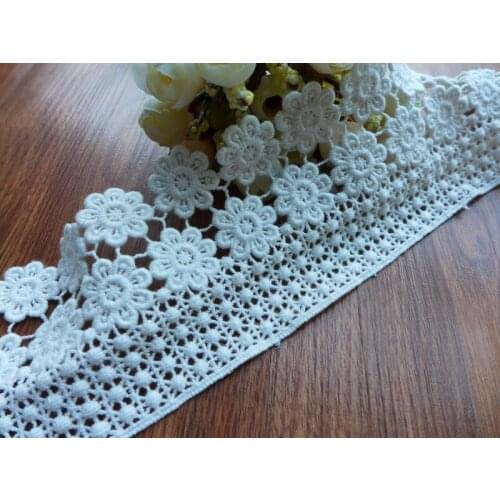 5 Yards White Lace Trim Cotton Crochet Lace Fabric Sewing Lace Ribbon Skirt Apparel Trims Flower Applique