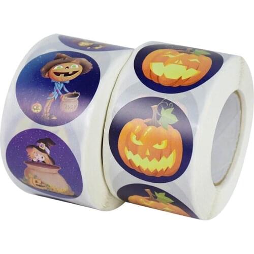 500pcs Pumpkin Witch Halloween Stickers 1.5inch Round Gift Packaging Seal Label Candy Bag Box Sticker For Halloween Party Decor