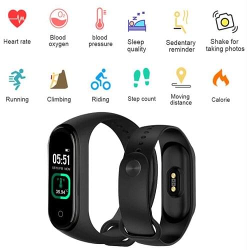 Color Screen Heart Rate Pressure Monitor Thermometer Smart Wristband Bracelet Smart Bracelet