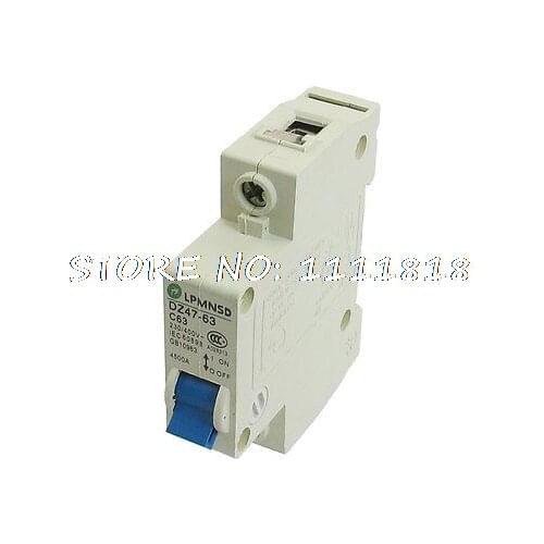DIN Dail 1P Overload Proetction Circuit Breaker 230/400VAC 63A 4500A DZ47-63 C63