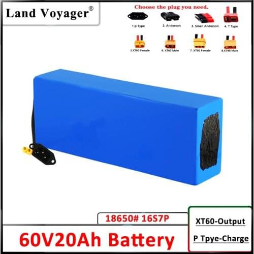 Land Voyager Electric Bike 60V 20ah XT60 plug Scooter Lithium Ion Battery Pack Bike 1000w 1500W 2000W BMS High Power Protection