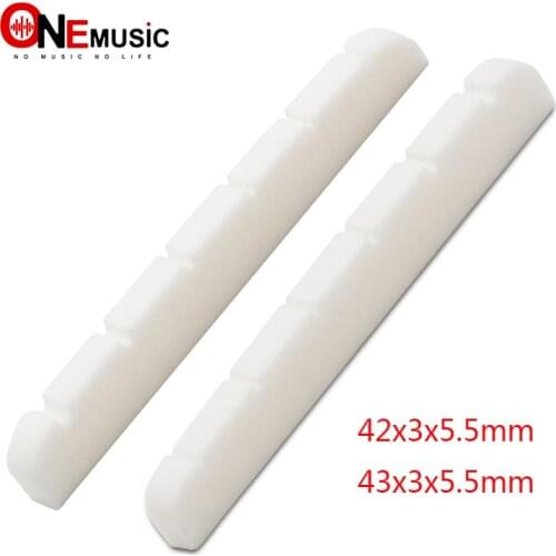 100pcs/lots Slotted Real Bone 6 String ST Guitar Nuts For Electric Guitar 42/43x3x5.5MM