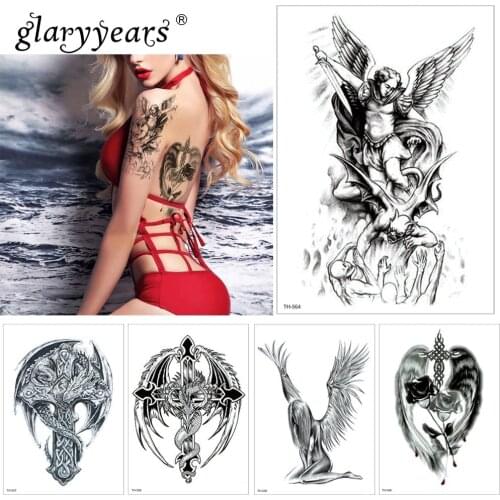 Glaryyears 1 Sheet Temporary Tattoo Sticker Cool Fake Tatoo Wing Flash Tatto Waterproof Small Body Art Men Women TH Link 14