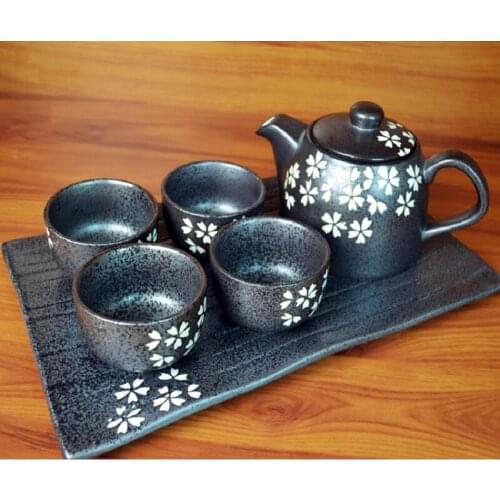 Hot wind and Japanese white cherry tea teapot set tea set with ceramic filter screen