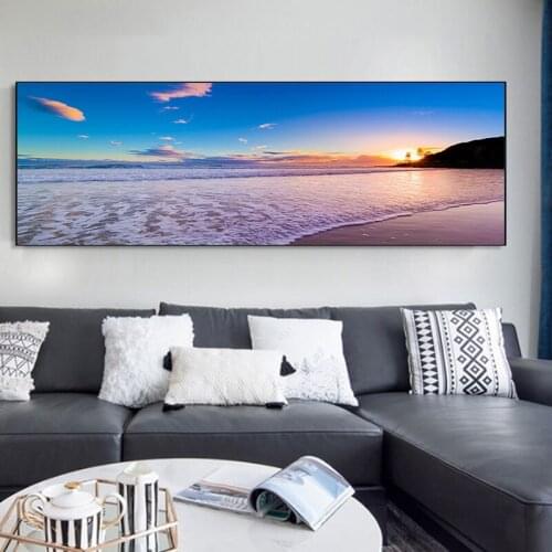 HD Sunsets Natural Sea Beach Scenery Oil on Canvas Painting Art Posters and Prints Wall Art Pictures for Living Room Cuadros