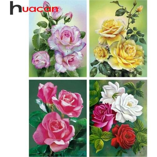 Huacan 5D Diamond Painting Flower Full Square&Round Diamond Embroidery Mosaic Peony Home Decorations