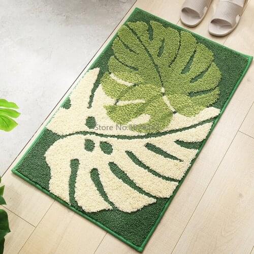 Rug Carpets for Living Room Plant Leaves Pattern Polyester Bathroom Kitchen Modern Mat Alfombra 40x60cm Water Carpet Absorb Home