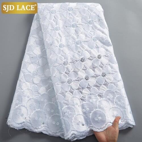 SJD LACE African Lace Fabric High Quality 100% Cotton Embroidery Swiss Voile Lace Fabric In Switzerland For Everyone Dress A2442