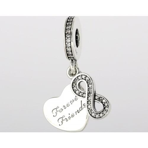 Hot sale 925 sterling silver pendant infinity love charm heart beads fit Europe bracelet & necklace silver women jewelry making