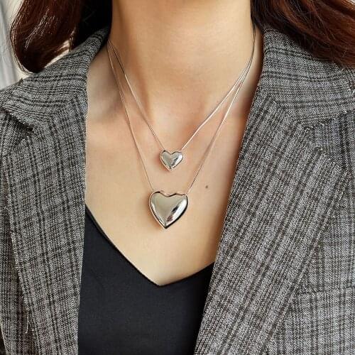 Lispector 925 Sterling Silver Simple Shiny Love Heart Pendant Necklaces for Women Minimalist Snake Chain Necklace Female Jewelry