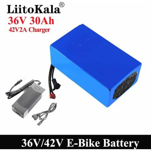 LiitoKala 36V 20Ah 30Ah 25Ah 15Ah 18650 Lithium Battery Electric Motorcycle Bicycle Scooter with BMS and 42V 2A charger T plug