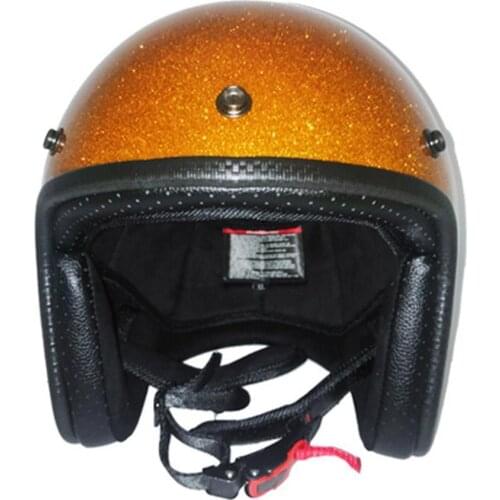 Gold Shine Motorcycle Helmet 3/4 Open Face Vintage Casco Moto Jet Scooter Bike Helmet Retro DOT Approved