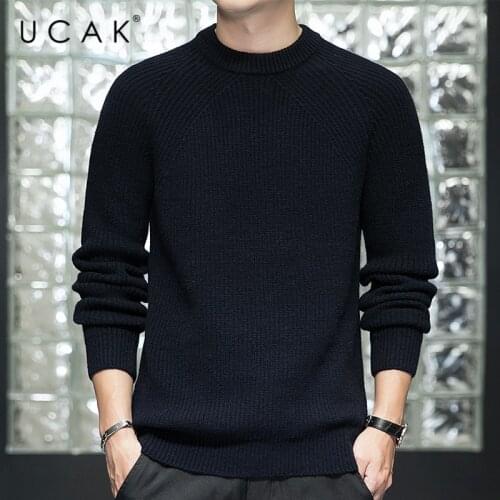 UCAK Brand Thick Needle Thickened Wool Sweater Male Clothes Autumn Winter High Quality Streetwear Knitting Pullover Homme U1018