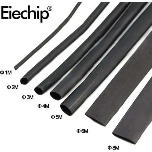 8 Meter/set Heat Shrink Tube kit 1/2/3/4/5/6/8/10mm 2:1 Black Heat Shrink Tubing Shrinkable Sleeving Wrap DIY Connector wire kit