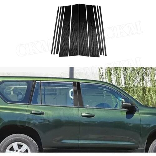 Carbon Fiber Car Side Window Column B C Pillar Trim Cover Strip Stickers For Toyota Land Cruiser Prado 2010-2018 Car Accessories