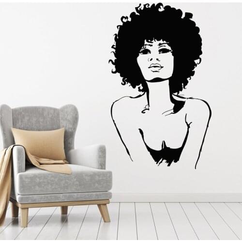 Beauty Girl Wall Stickers Curls Hair Salon Vinyl Decal Stylist Stickers Frizz Decal Girls Bedroom Wall Decoration Home Decor