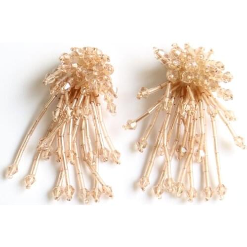 2pc/lot Fashion beaded tassel Patches for Clothing sew on rhinestonen rainbow parches Appliques Decoration Badge parche