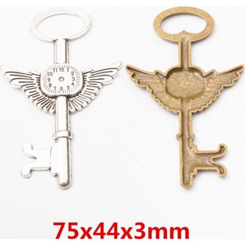 Wholesale 4 pcs quality wing key Pendant Alloy DIY Fashion charm Bracelet Necklace Jewelry Accessories 5666