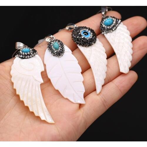 Natural Shell Pendant Charms Wings shaped Shell Pendant Plating Stone for Women Men DIY Jewelry Necklace Making Wholesale