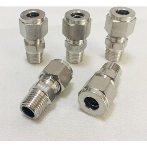1/4 "-6mm / 8mm stainless steel straight connector, 1/8" -6mm / 8mm 90 degree right-angle connector waste oil burner nozzle