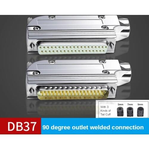 DB37 Connector Male and Female 37-pin 90-degree Elbow Metal Hood L-shaped Plug Bent Right-angle Computer Components