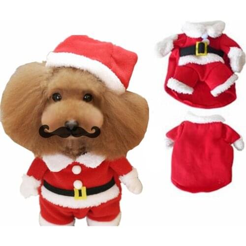 Christmas Dog Clothes Pet Cat Costume Santa Claus Costume Winter Christmas Pet Coat Apparel Cotton Cat Clothes for Cat dogs 30