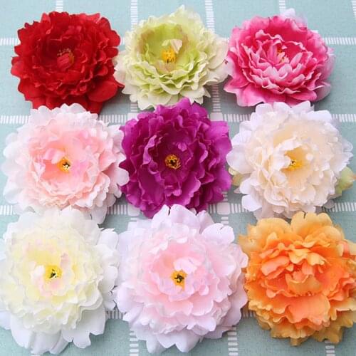 European style silk peony head artificial flowers for home wedding car decorative Bride bouquet crafts manual wreath fake flower