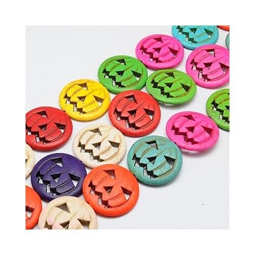 15.35 inches Synthetic Turquoise Beads Strands Halloween Pumpkin Jack-O'-Lantern Beads For DIY Bracelet Necklace Jewelry Making