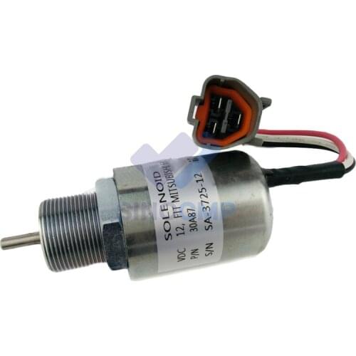 12v SA-3725-12, 30A871004 Fuel Stop Solenoid for Mitsubishi S4L S3L L3E Volvo EC15 Toro 223D Mahindra SDMO genset