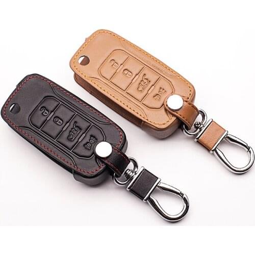 Top layer leather Genuine Leather Protect Shell Protective Case Key Ring Case For Jeep 2016 Renegade Keyboard cover Car wallet