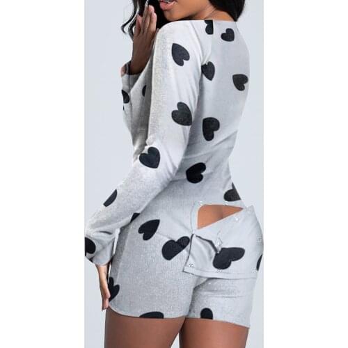 Womens Button-down Front Functional Buttoned Flap Adults Jumpsuit Sexy Sleepwear Button Bodysuits Short Romper Onesies