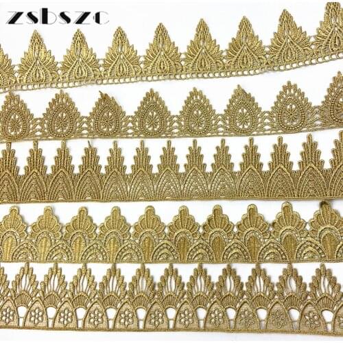Zsbszc1 yard gold lace silver lace trim embroidery crown lace sewing lace fabric islamic headscarf hair accessories JB
