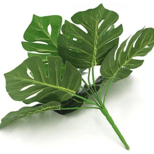 1 Bouquet/9 Leaves Artificial Silk Palm Monstera Leaves Plant For Hawaii Luau Party Decorations Beach Wedding Table Decoration