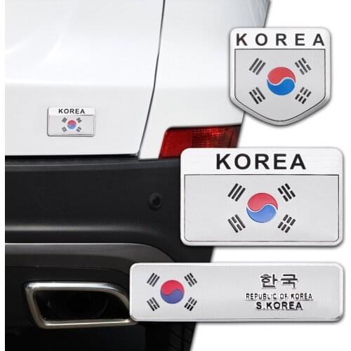 1PC 3D Aluminum Alloy South Korea Flag Car Sticker Emblem Badge Decals For Benz BMW Hyundai Honda Fiat Ford Jeep Car Accessories