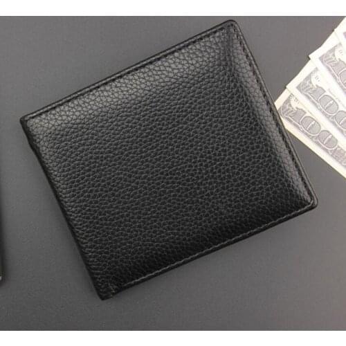 10pcs Men Casual PU Blank Black Short Open Clutch Wallet