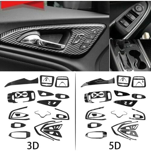 3D/5D Black Car Interior Door Handle Gear Panel Sticker Carbon Fiber Style LHD Fit for Chevrolet Malibu 2016 2017 2018 2019