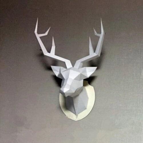 40cm DIY Paper Handwork Home Decoration Accessories Vintage Antelope Head Abstract Room Wall Decor Deer Head Statues